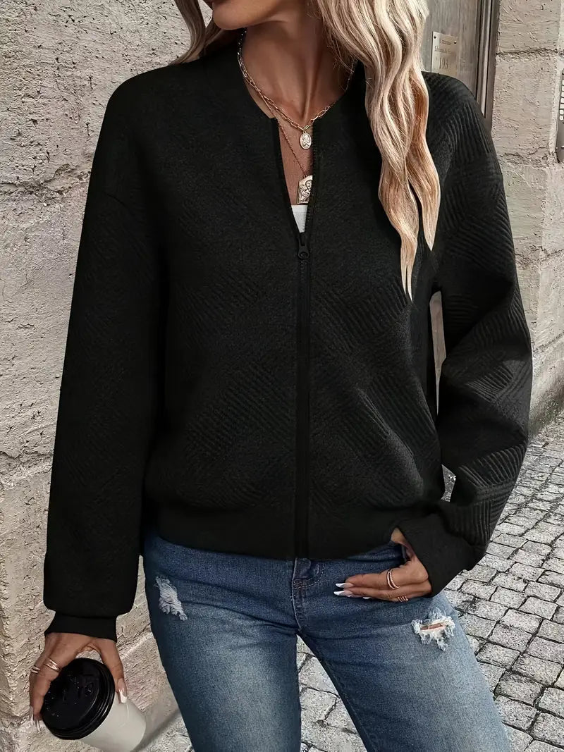 Flōre | Damen Strickjacke mit Reißverschluss und Struktur