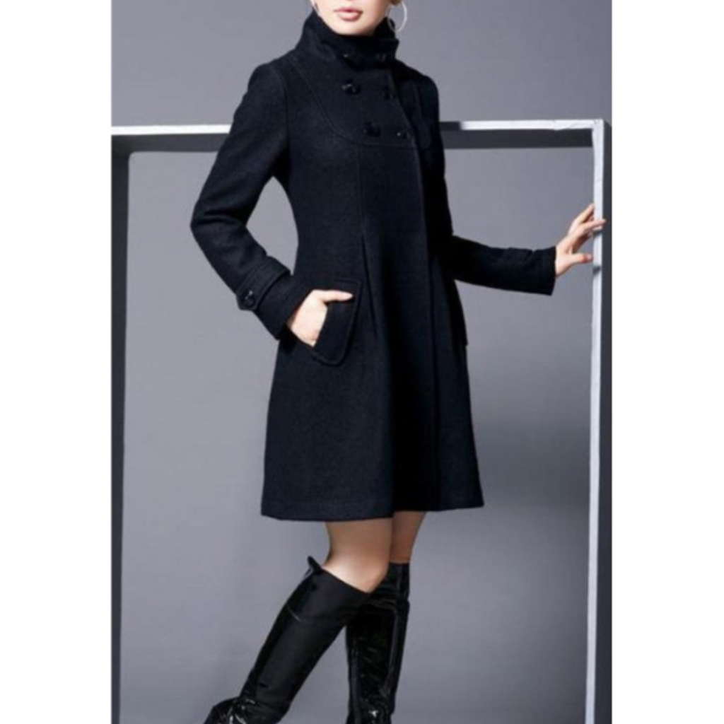 SUENTA Kapuze Mantel Damen Elegante Silhouette Wärme Winter - Winterjacke Damen Schwarz