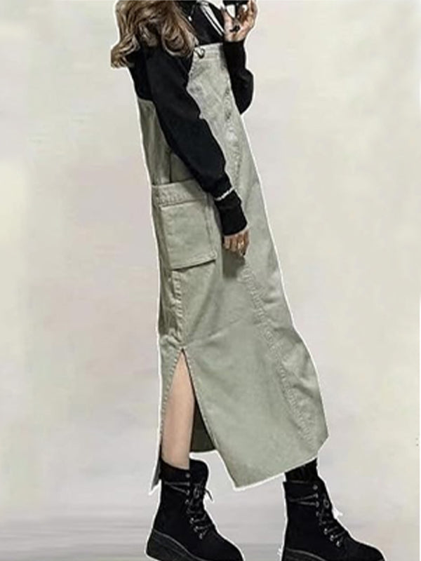 SUENTA Damen Overall Kleid – Lässiger Einteiler mit Seitenschlitzen und Eleganter Optik