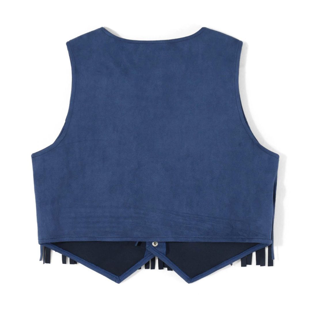SUENTA Damen Wild Weste Mit Fransen Und Knopfdetail Boho Stil