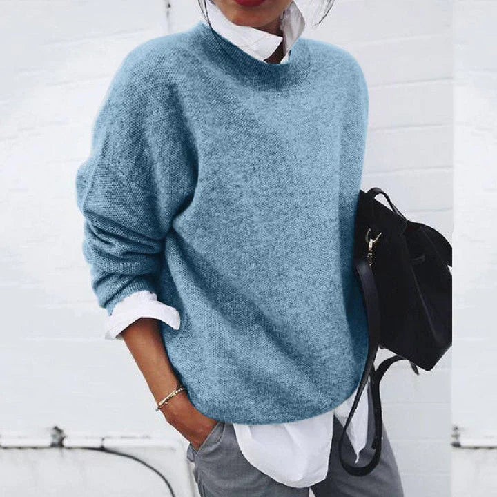 SUENTA Damen Pullover Weicher Modern Chic Luxuriös Warmer Blau