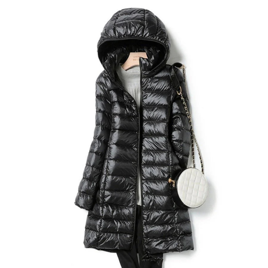 SUENTA Circoloco Damen Winterjacke - Warme Pufferjacke mit Kapuze Schwarz