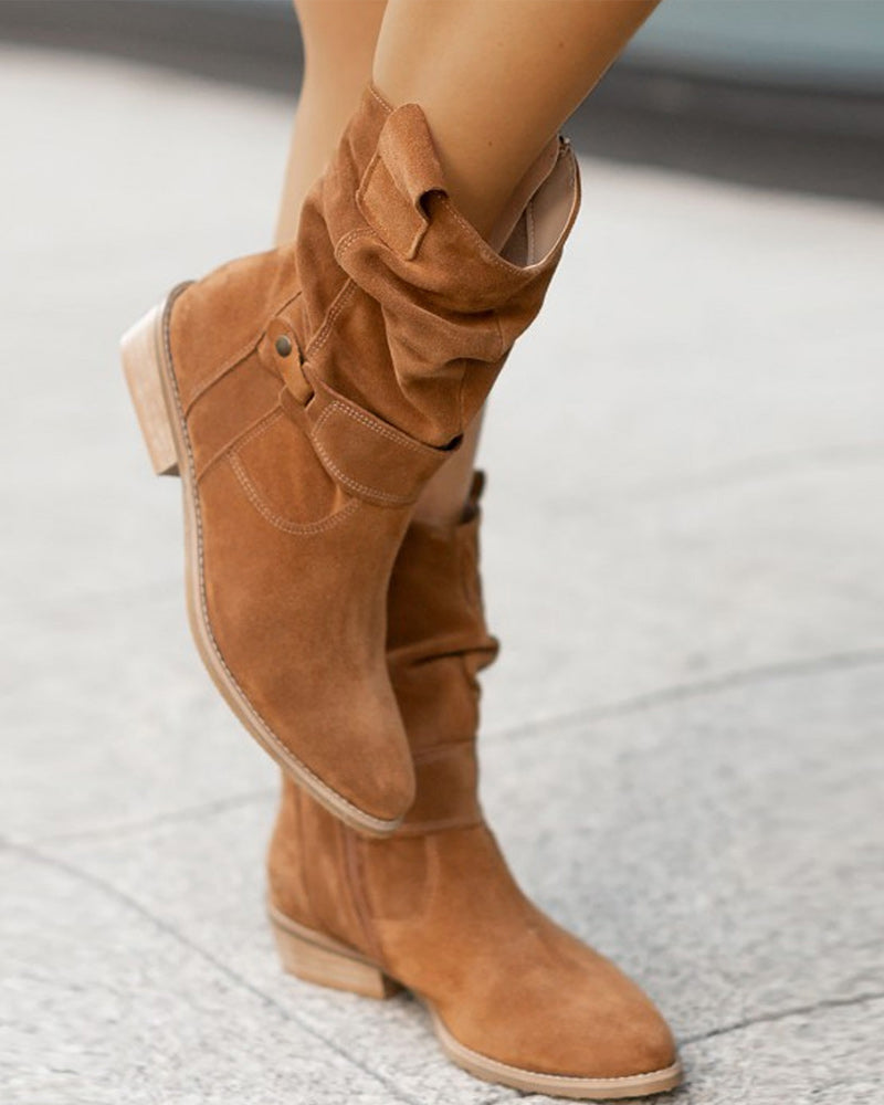 SUENTA Heartbeats Damen Stiefel - Niedriger Absatz mit seitlichem Reißverschluss Braun