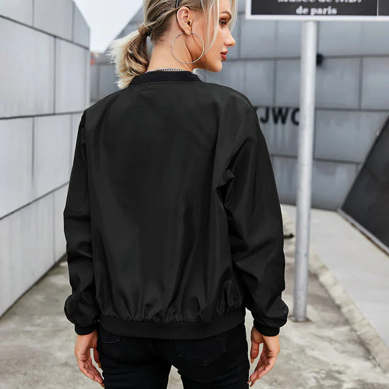 SUENTA Damen Langärmlige Bomberjacke Für Damen Reissverschluss