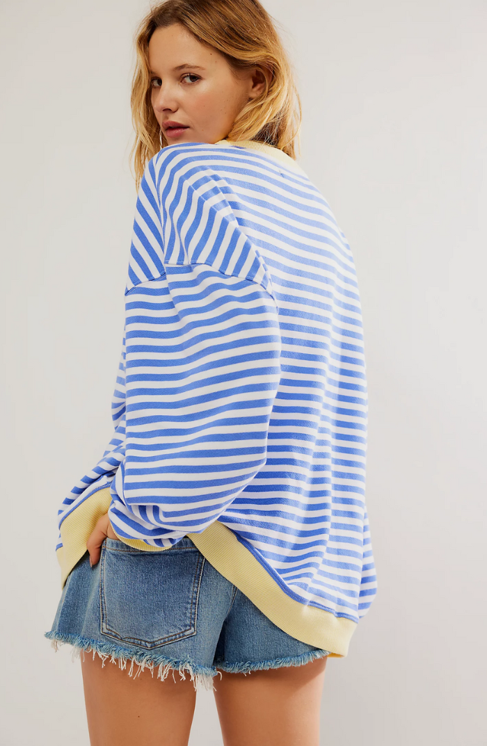 SUENTA Damen Gestreifter Oversize-Pullover Gemütlich