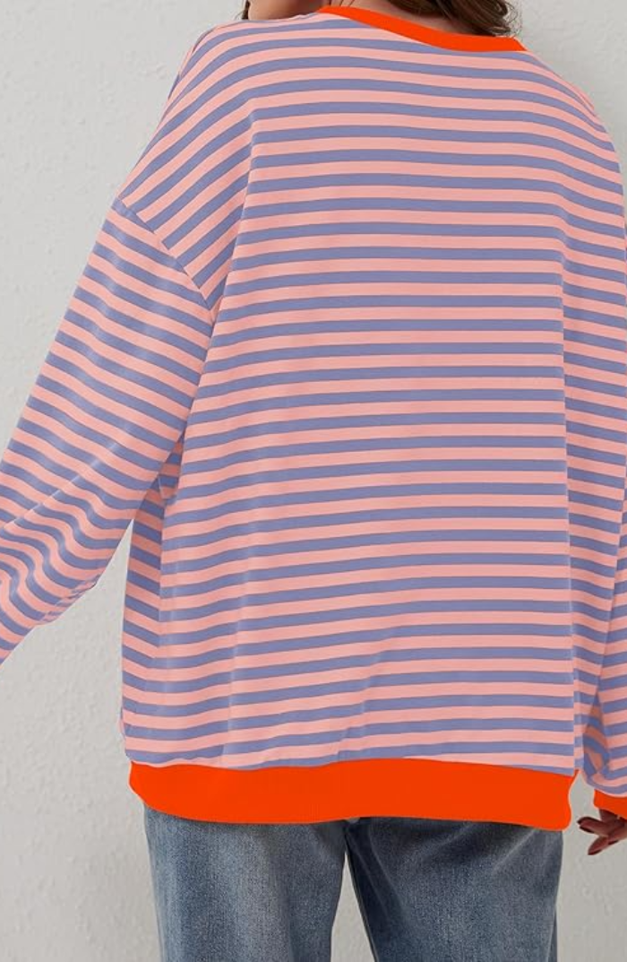 SUENTA Damen Gestreifter Oversize-Pullover Gemütlich
