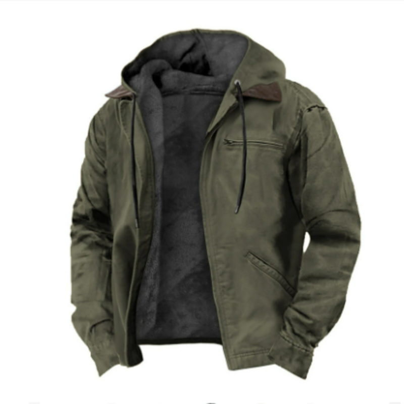 SUENTA Herren Klassische Kapuzen Jacke Warme Winter Alltag Armeegrün