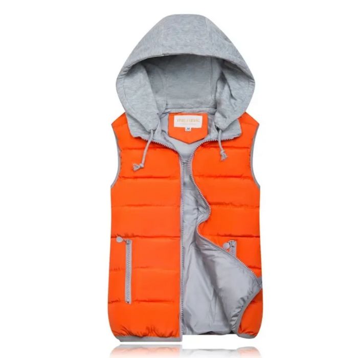 SUENTA Damen Heidi-Stil Weste Mit Kapuze Bequeme Frostige Tage Orange