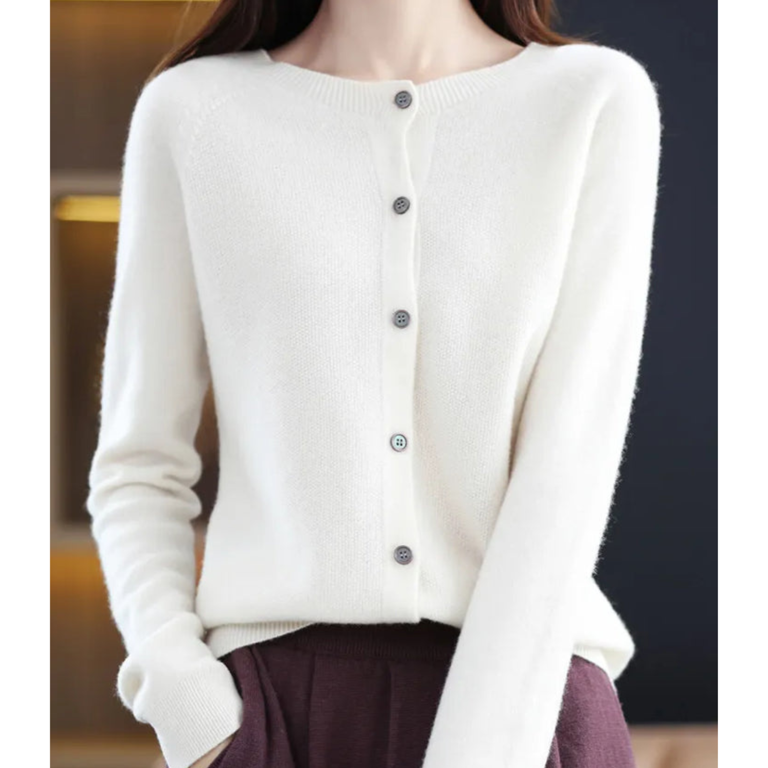 Cicada -  Damen Rundhals Cardigan Pullover