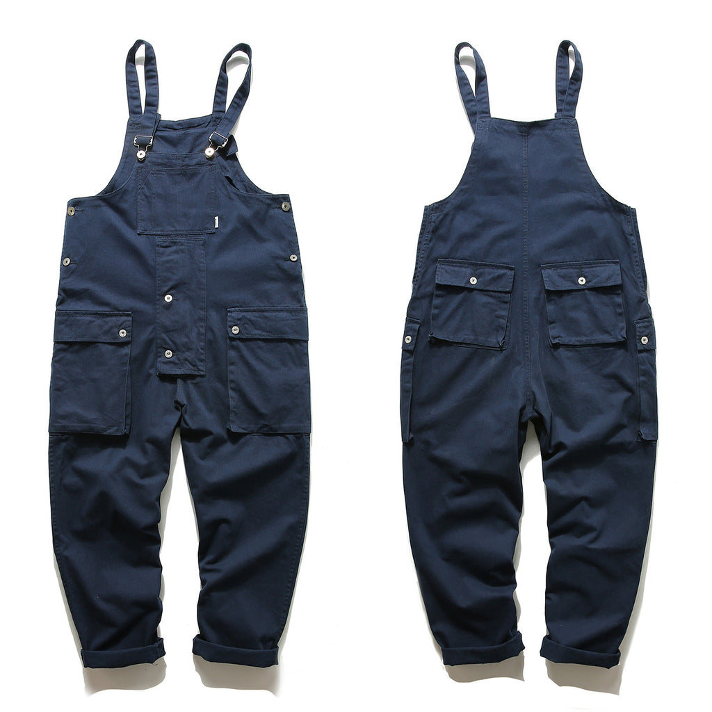 SUENTA Unisex Baggy Big Pockets Arbeitsoverall Baumwolle Oversized - Overall Marineblau