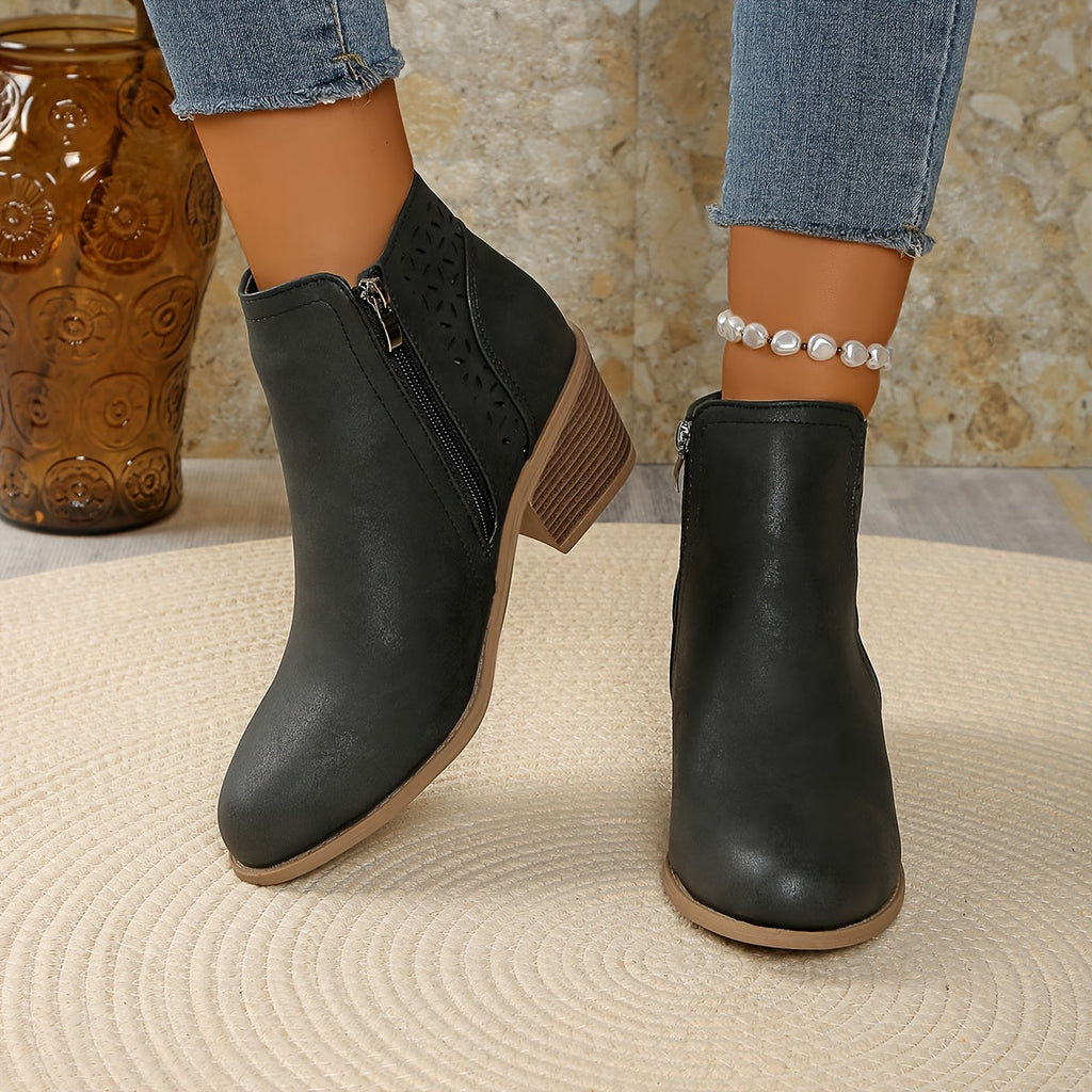 Dôre | Damen Stiefeletten zum Hineinschlüpfen mit seitlichem Reißverschluss