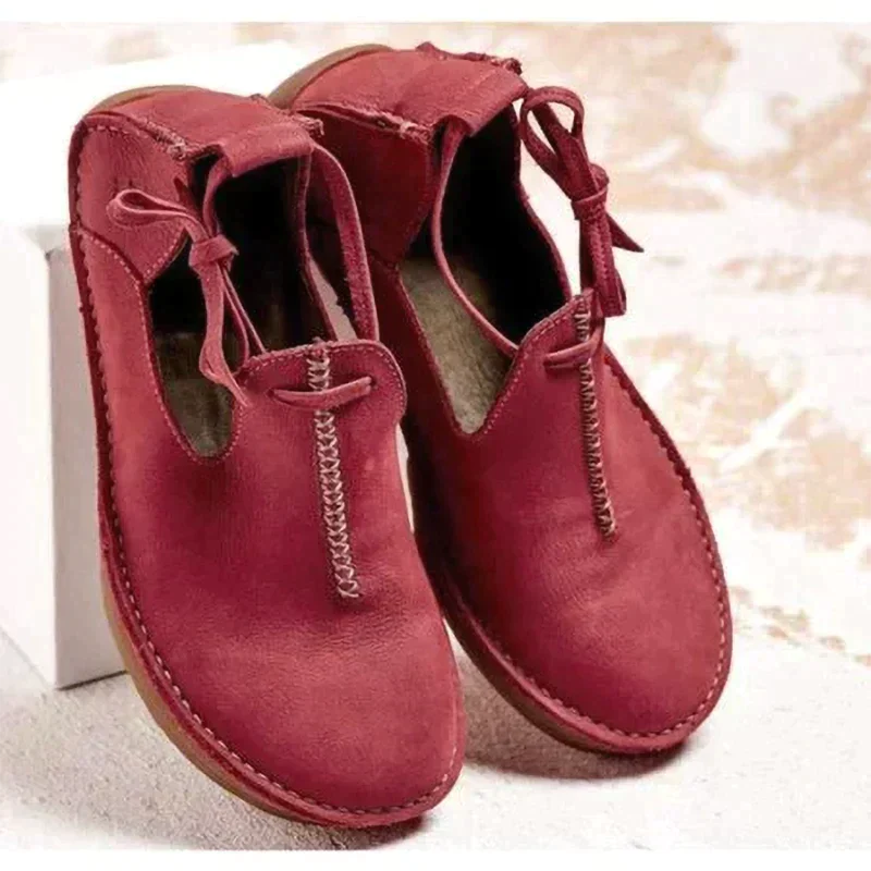 SUENTA Damen Lederschuhe Hochwertige Weiche Leder Herbst Passform - Winterstiefel Rot