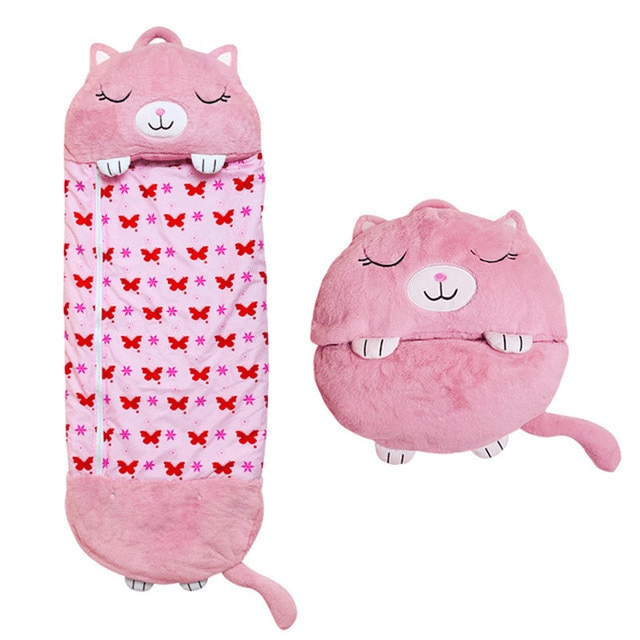SUENTA 3-In-1 Kissen Schlafsack Kuschelspielzeug Für Kinder Katze
