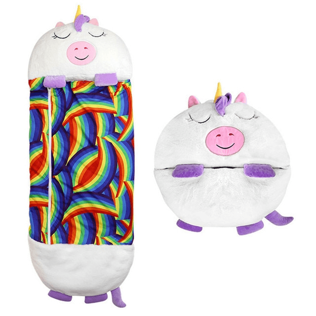 SUENTA 3-In-1 Kissen Schlafsack Kuschelspielzeug Für Kinder Weißes Einhorn