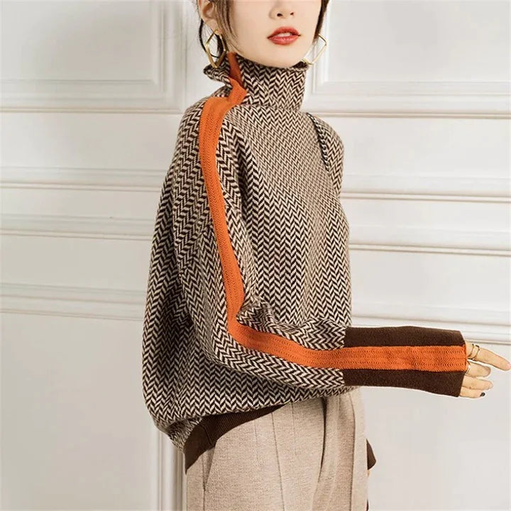 SUENTA Damen Rollkragenpullover Aus Kaschmir Stilvoller Komfort Orange