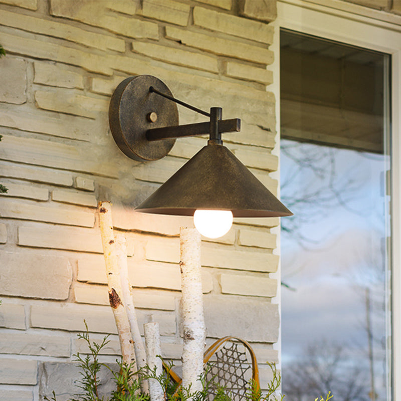SUENTA Wandlampe Metallkegel Vintage Außenwandleuchte Schwarz
