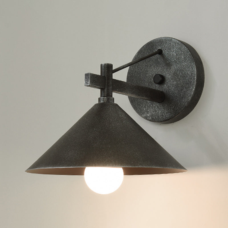 SUENTA Wandlampe Metallkegel Vintage Außenwandleuchte Schwarz Gebürstetes Silber