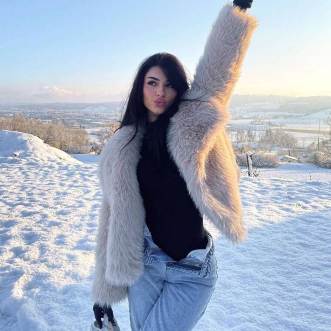 SUENTA Damen Plüsch-Wintermantel aus Kunstfell Wärme Komfort Mantel