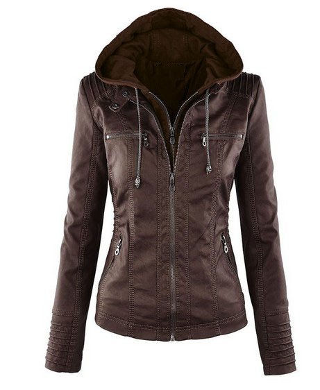 SUENTA Damen Kapuzenjacke mit Reißverschluss Klassische Form Schokoladenbraun