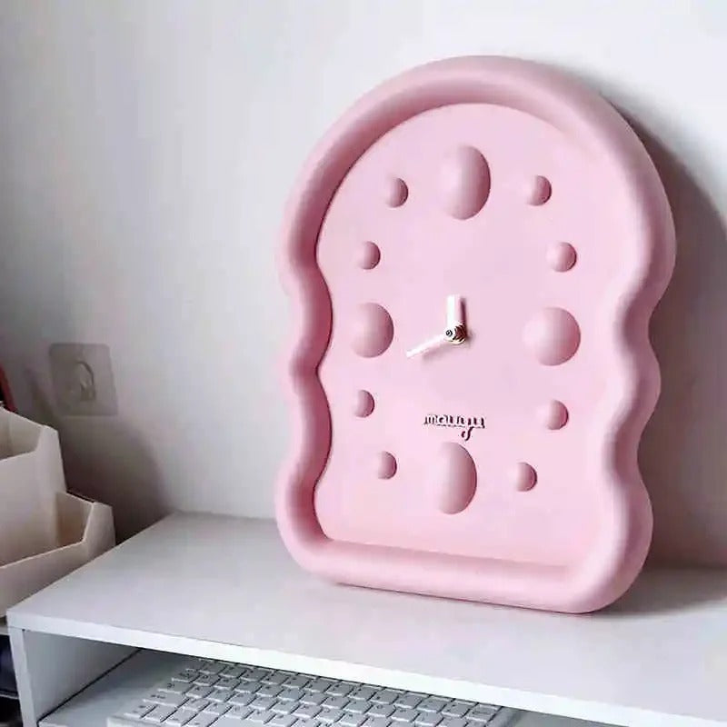 SUENTA Wanduhr 3D Wildleder Koreanischer Stil Harzverarbeitung Rosa