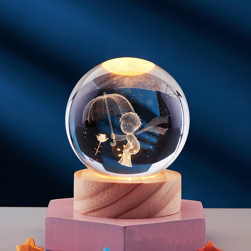 SUENTA 3D Glow Kristall Zauberlampe 3D-Effekt Stimmungsvollen Licht Der kleine Prinz Rose