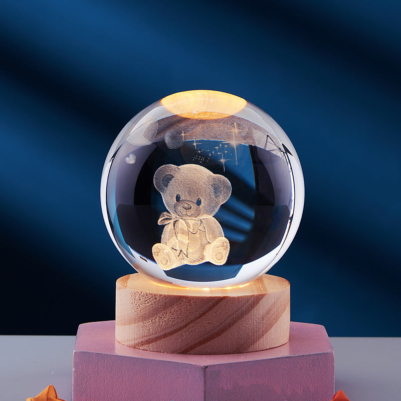 SUENTA 3D Glow Kristall Zauberlampe 3D-Effekt Stimmungsvollen Licht Teddybär