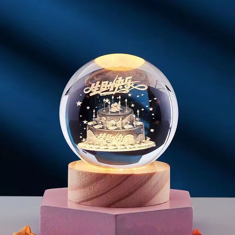 SUENTA 3D Glow Kristall Zauberlampe 3D-Effekt Stimmungsvollen Licht Geburtstagstorte