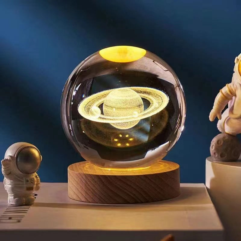 SUENTA 3D Glow Kristall Zauberlampe 3D-Effekt Stimmungsvollen Licht Saturn