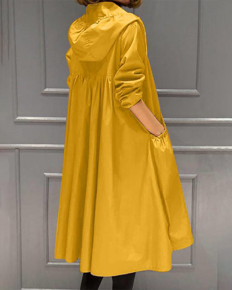 SUENTA Windbreaker Trench Coat Kapuze Reißverschluss Klassischer Gelb