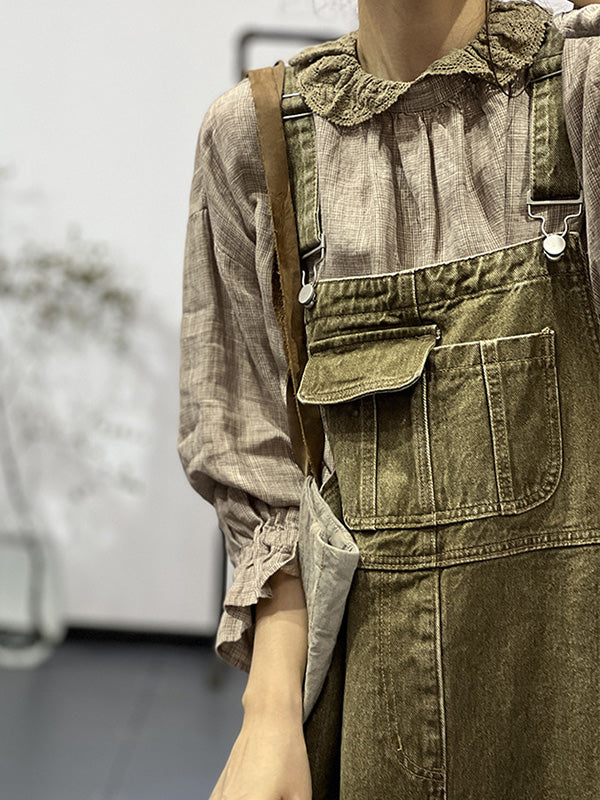 SUENTA Damen Cargo Overall Kleid – Vintage Inspirierter Einteiler mit Schulterriemen