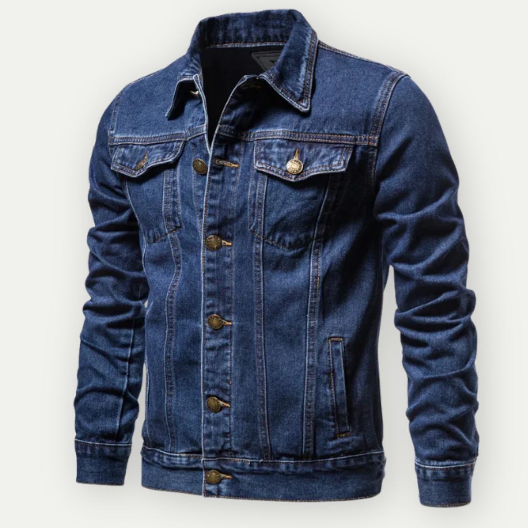 SUENTA Denim Jeansjacke - Indigo Gewaschen Mit Knopfleiste Sommer
