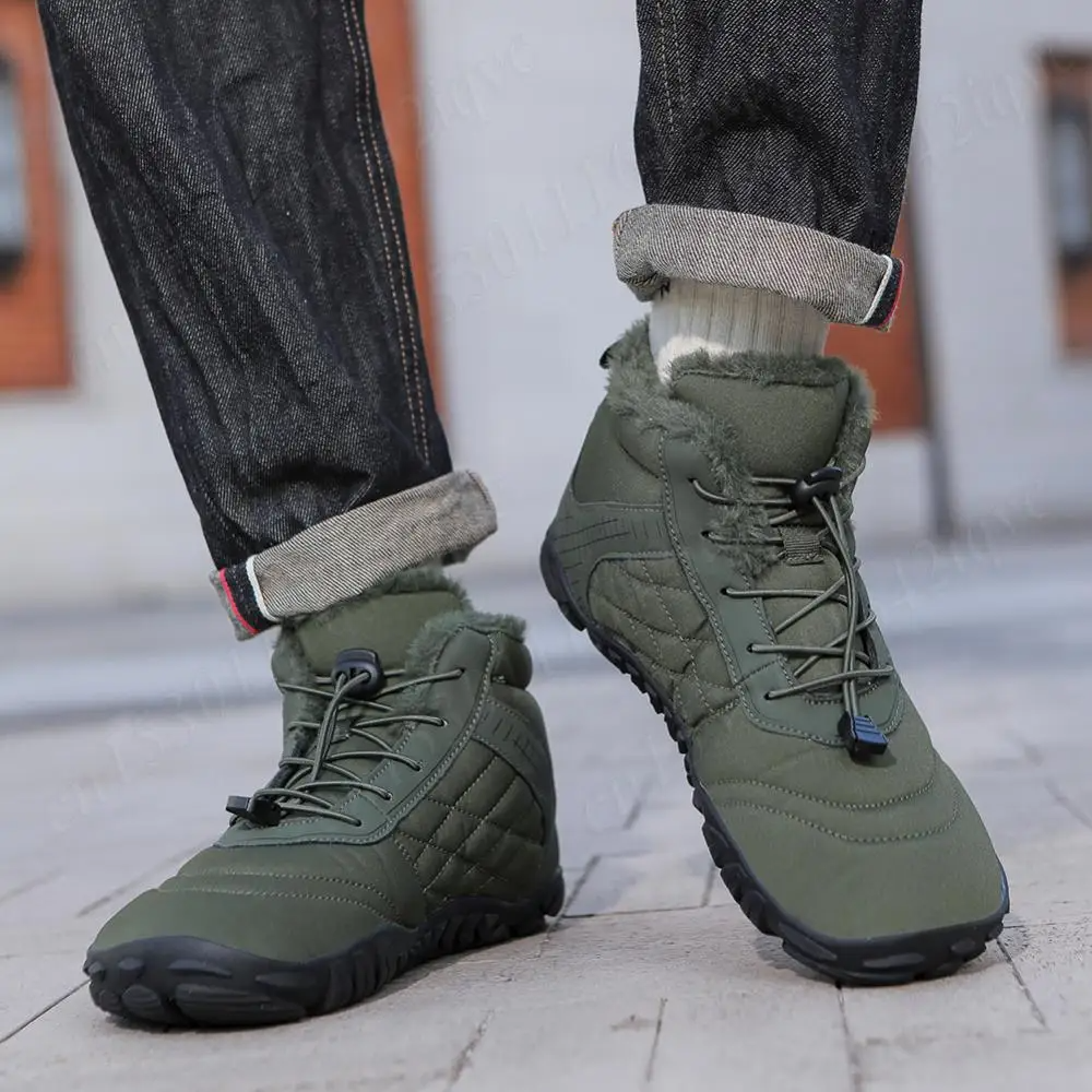SUENTA Herren Wasserdichte Barfußschuhe Winter Isoliert Grün