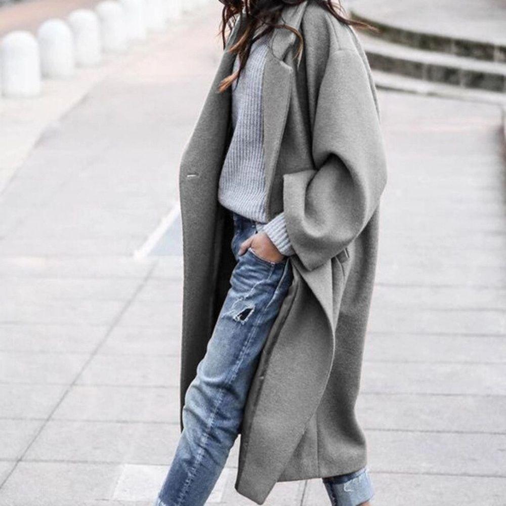 SUENTA Warmer Wintermantel Lang Für Damen Wärme Stil Schwarz - Winterjacke Damen Grau