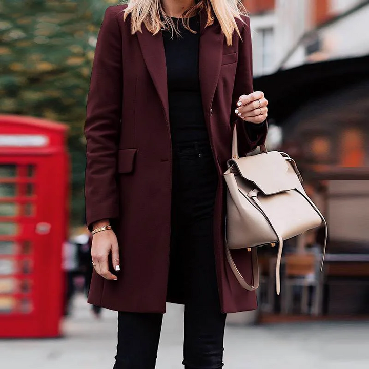 SUENTA Damen Trenchcoat Eleganter Einfache Knotung Edlen Materialien