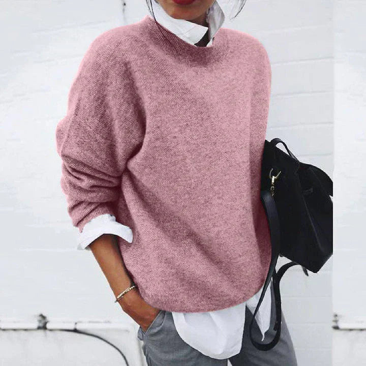 SUENTA Damen Pullover Weicher Modern Chic Luxuriös Warmer Rosa