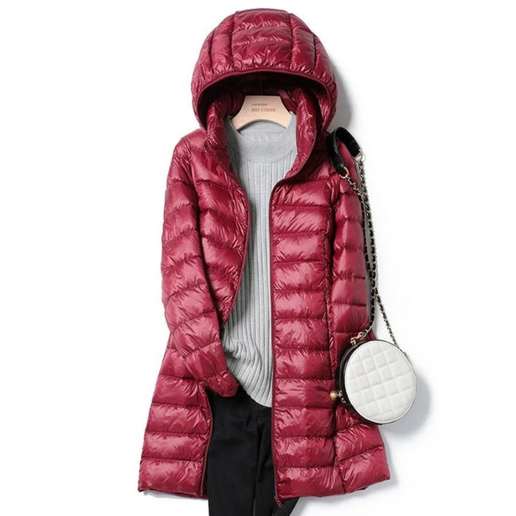 SUENTA Circoloco Damen Winterjacke - Warme Pufferjacke mit Kapuze Dunkelrot