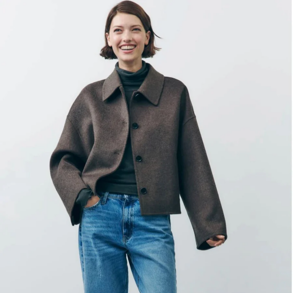 SUENTA Damen Oversized Button Down Winter Mantel Lockerer Schnitt - Winterjacke Damen