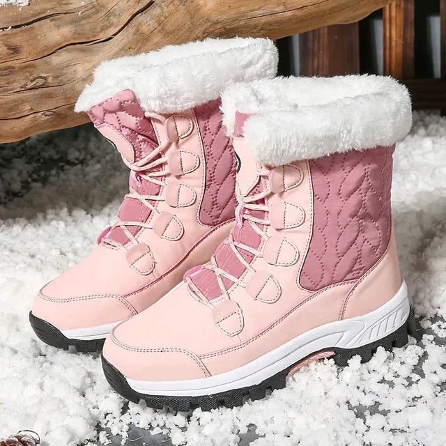 SUENTA Stylische Schneestiefel Für Damen Warme Winterlook Charakter - Winterstiefel Helles Rosa