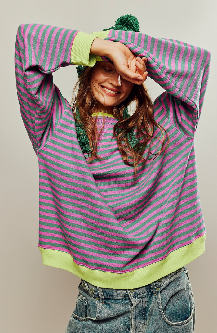 Pamelo | Damen Gestreifter Rundhals-Pullover für den Frühling
