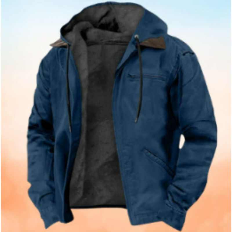 SUENTA Herren Klassische Kapuzen Jacke Warme Winter Alltag Blau