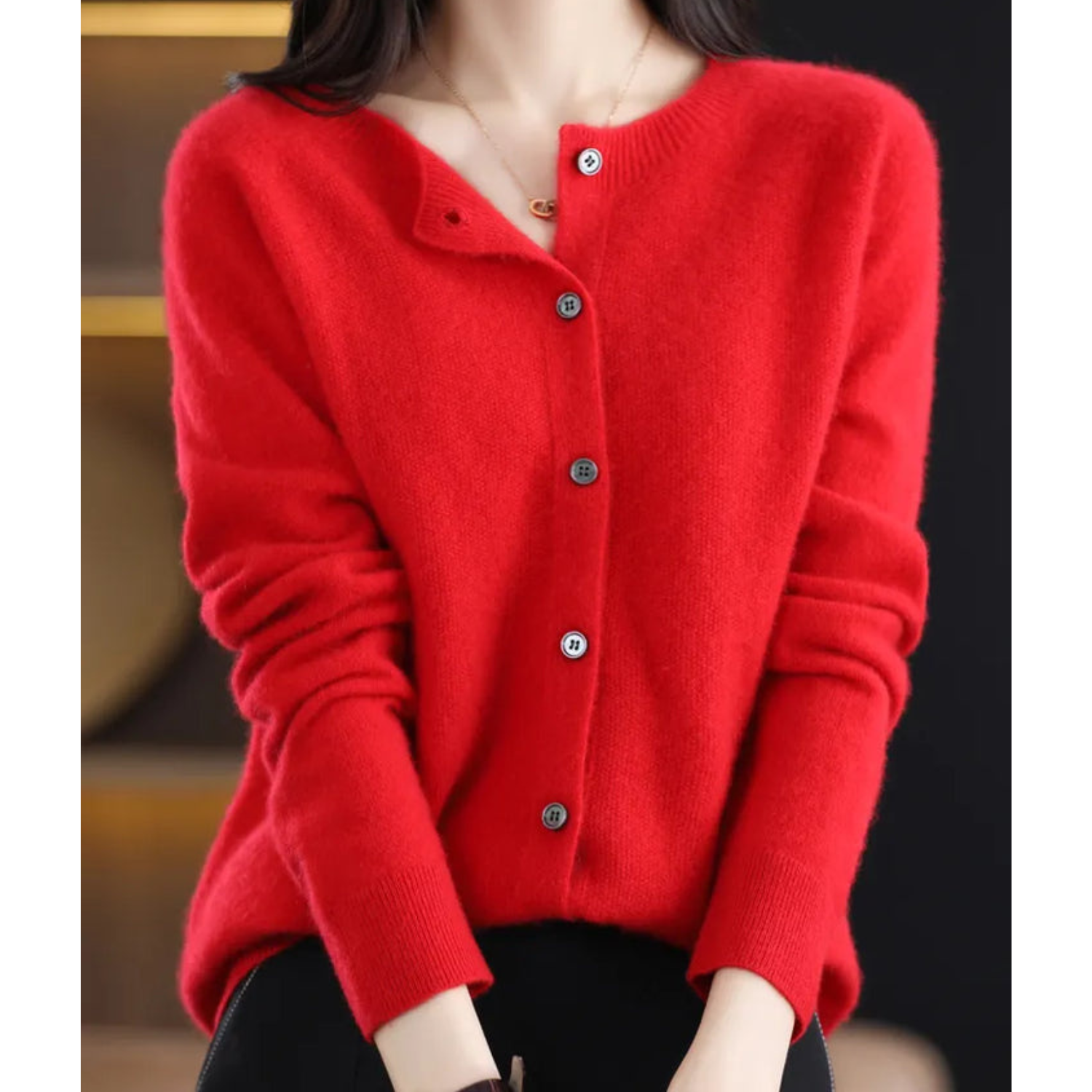 Cicada -  Damen Rundhals Cardigan Pullover