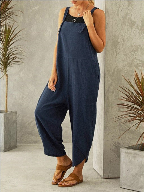 SUENTA Damen Latzhose – Freizeit Overall mit Knopfbund und Lockerer Passform