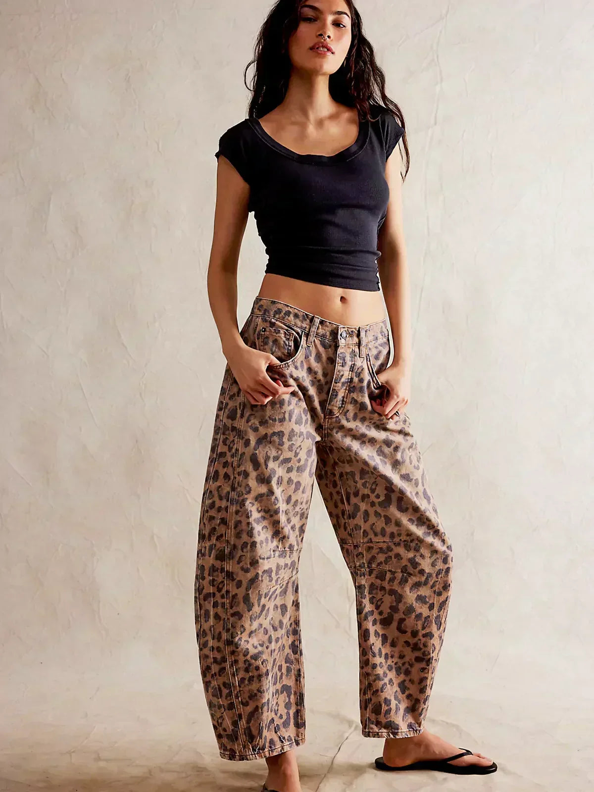 Amore | Damen Bedruckte Jeans mit Weitem Bein