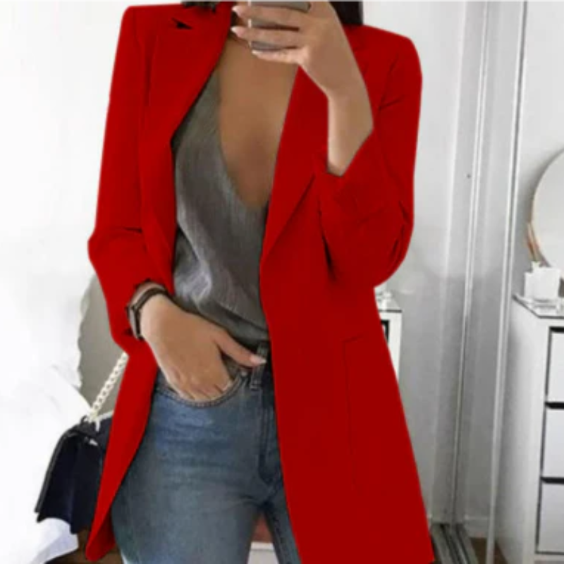 SUENTA Blazer Stilvoller Eleganter Für Damen Taillierte Schick - Winterjacke Damen Rot