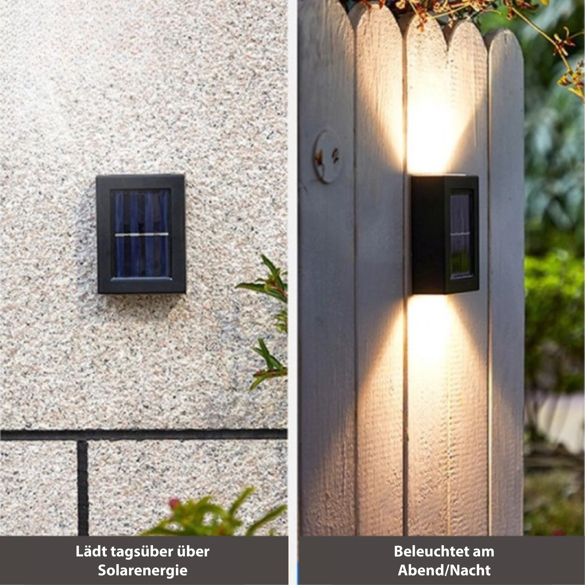 SUENTA SolarGlow - LED Solar Wandlampen – Kabellos, Wetterfest & Stimmungsvolles Licht für Außenbereiche