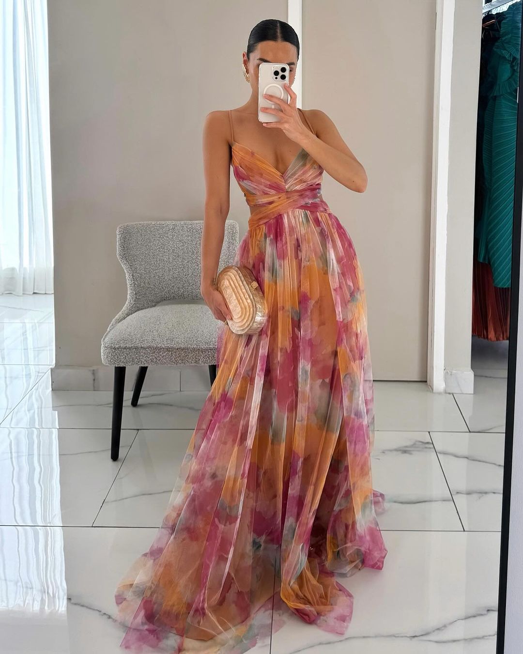 SUENTA Damen Maxi Kleid – Atemberaubendes Kleid mit V-Ausschnitt für Hochzeitsgäste