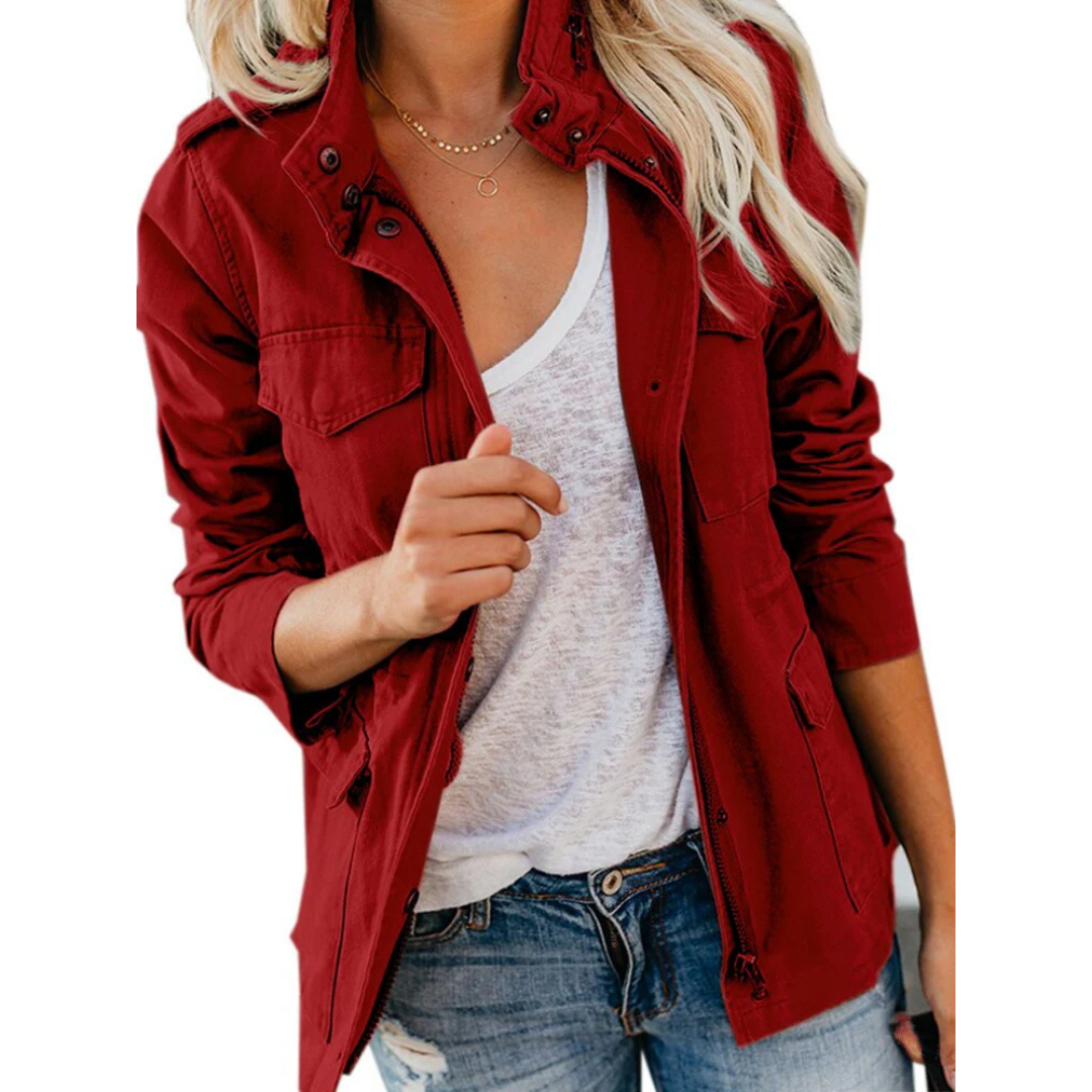 SUENTA Jacke Moderne Schicke Für Damen Reißverschluss Müheloser Stil - Winterjacke Damen Rot
