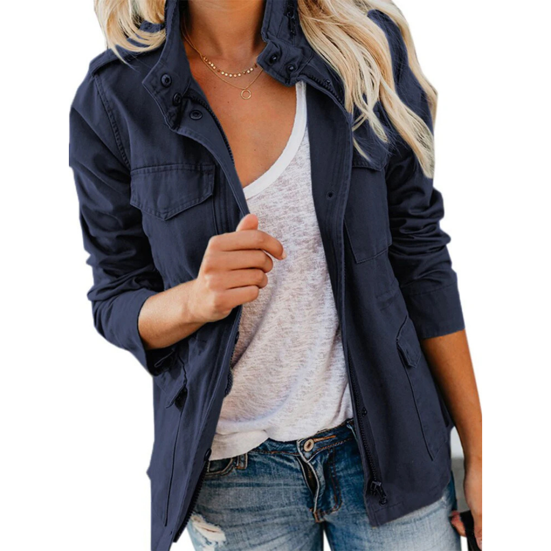 SUENTA Jacke Moderne Schicke Für Damen Reißverschluss Müheloser Stil - Winterjacke Damen Marineblau