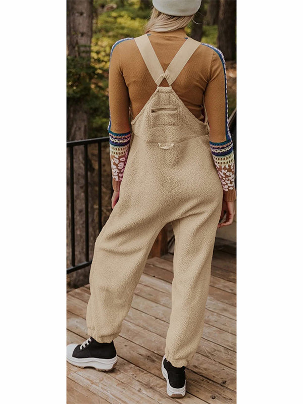 SUENTA Damen Fleece Thermo Overall – Warmer Einteiler mit Praktischen Reißverschlusstaschen