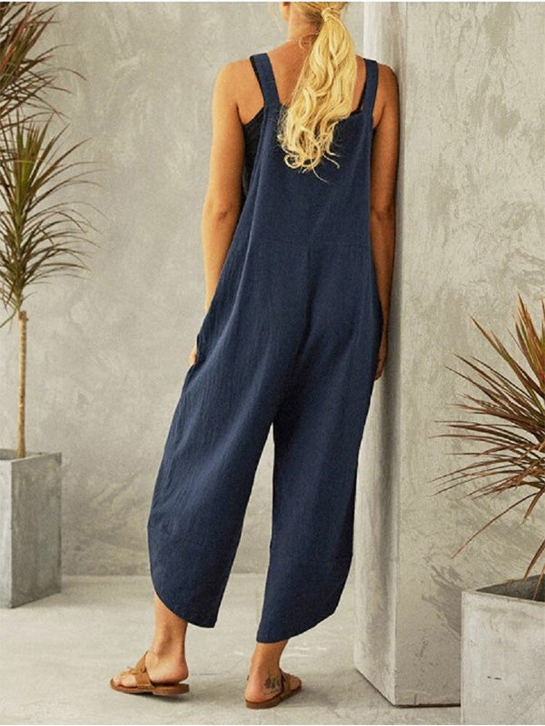 SUENTA Damen Latzhose – Freizeit Overall mit Knopfbund und Lockerer Passform